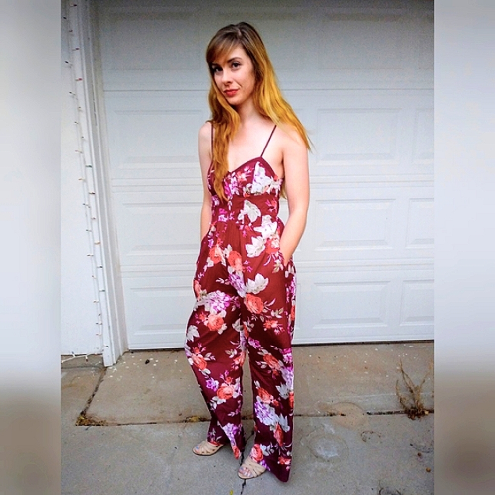 Band of Gypsies Purple Floral Romper Jumpsuit Sz S